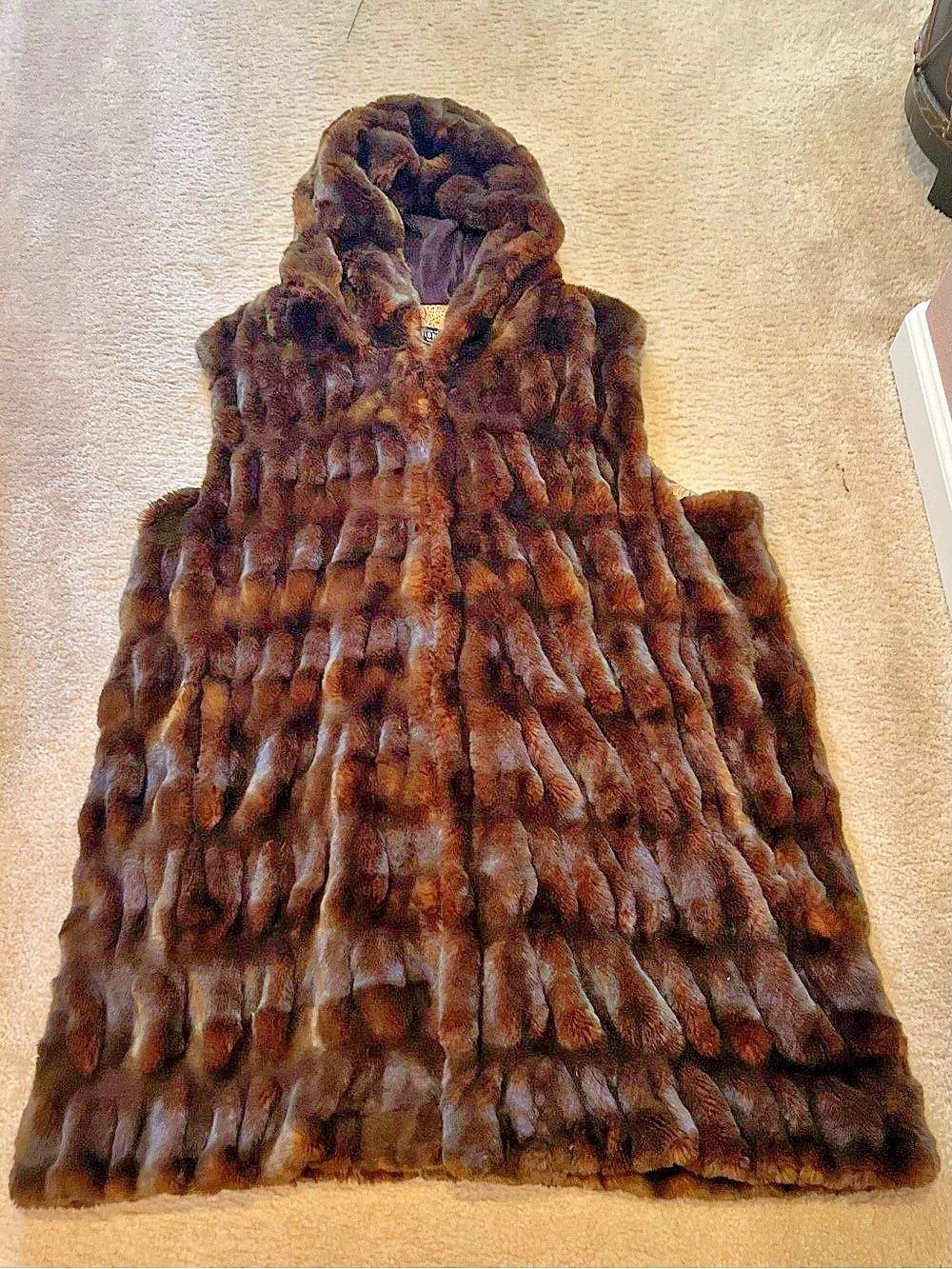 Donna Salyers Fabulous Furs Brown Hooded Faux Fur Vest 3X NWT